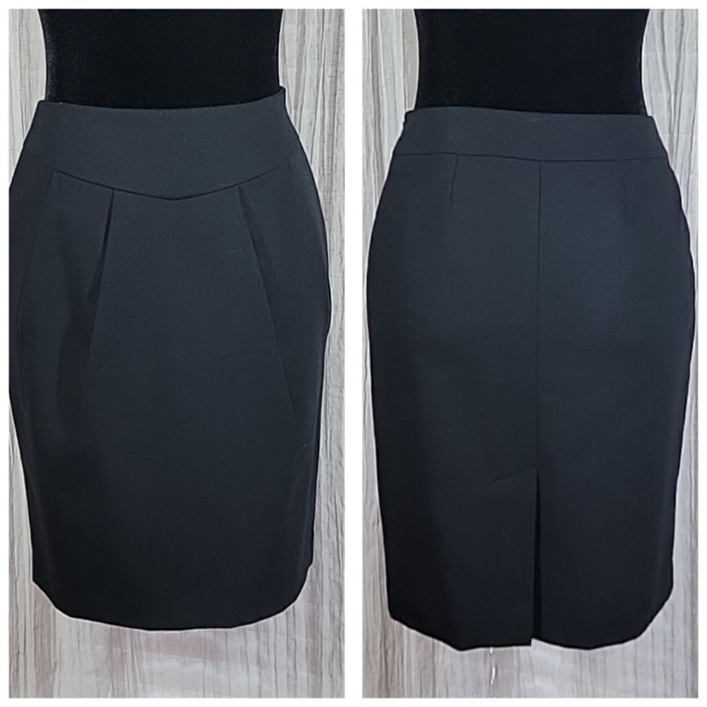 LOFT Black Wool Skirt Pleated Front - Picture 10 of 15